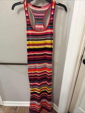 love J Striped Maxi Dress in Pink, Yellow, Black, Blue
